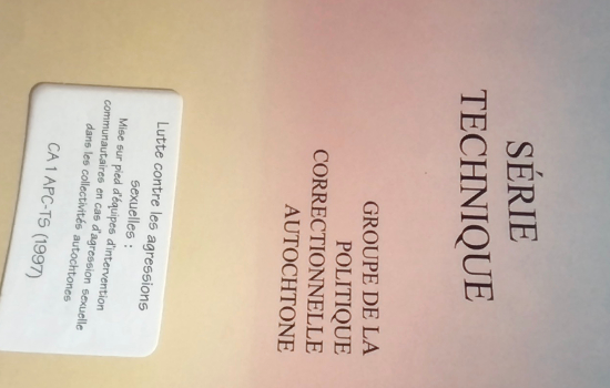 Lutte contre les agressions sexuelles : mise sur pied d’équipes d’intervention communautaires en cas d’agression sexuelle dans les collectivités autochtones / [recherche et rédaction, Judie et Michael Bopp]